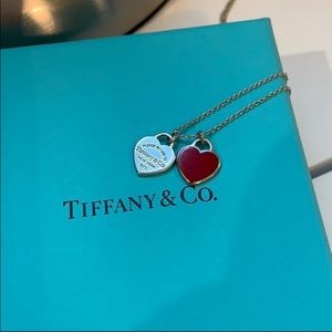 Tiffany & Co Mini Double Heart Tag Necklace